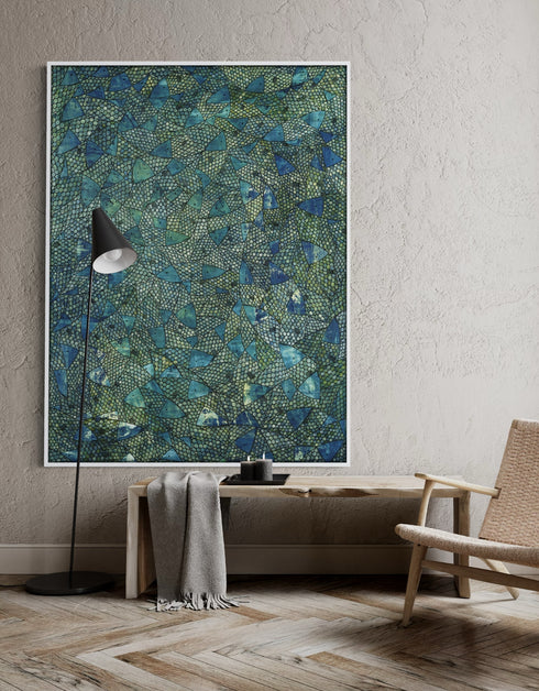 Blue Green Sardines | Framed Giclee Print on Canvas